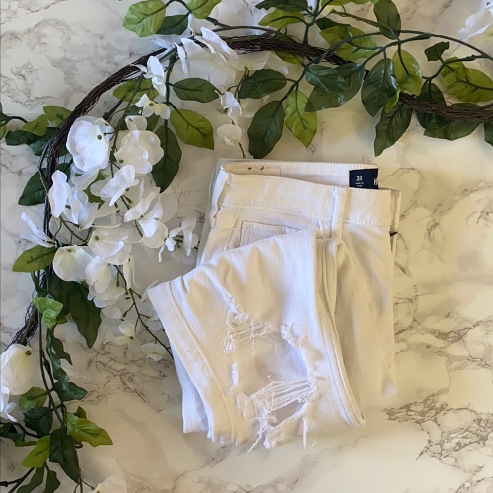 White Hollister Ripped Jeans